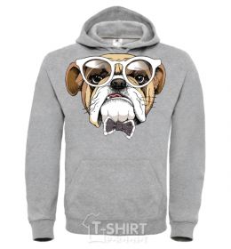 Мужская толстовка (худи) EYEGLASSES BULLDOG Серый меланж фото