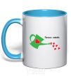 Mug with a colored handle Daddy's love sky-blue фото