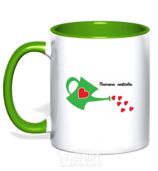 Mug with a colored handle Daddy's love kelly-green фото