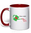 Mug with a colored handle Daddy's love red фото