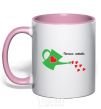 Mug with a colored handle Daddy's love light-pink фото