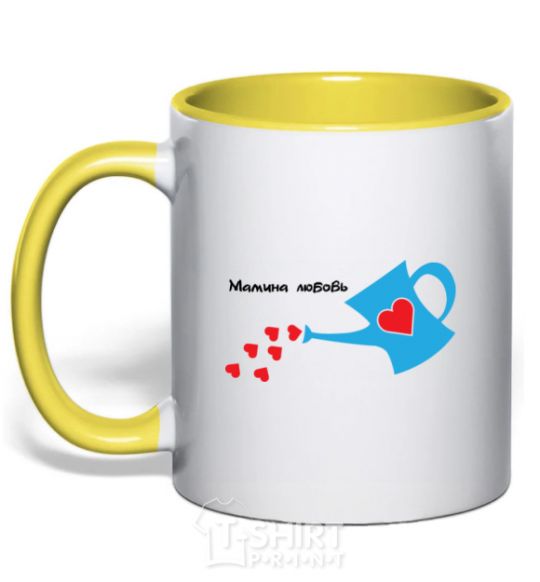 Mug with a colored handle A mother's love yellow фото