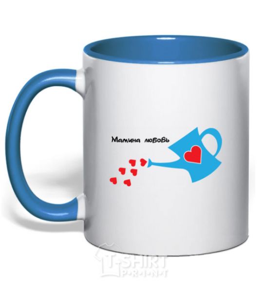 Mug with a colored handle A mother's love royal-blue фото