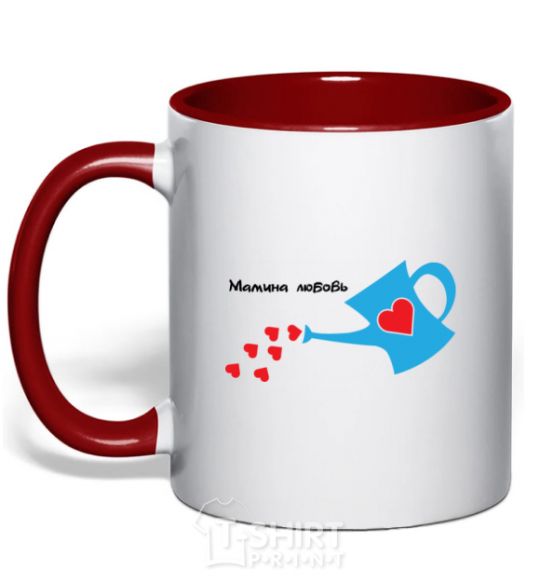 Mug with a colored handle A mother's love red фото