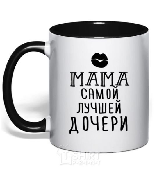 Mug with a colored handle Mom of the best daughter ever black фото