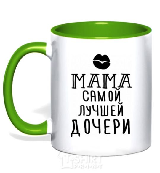 Mug with a colored handle Mom of the best daughter ever kelly-green фото