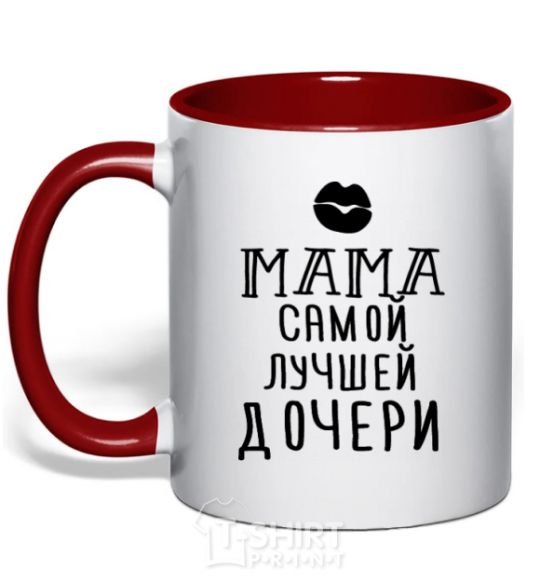 Mug with a colored handle Mom of the best daughter ever red фото