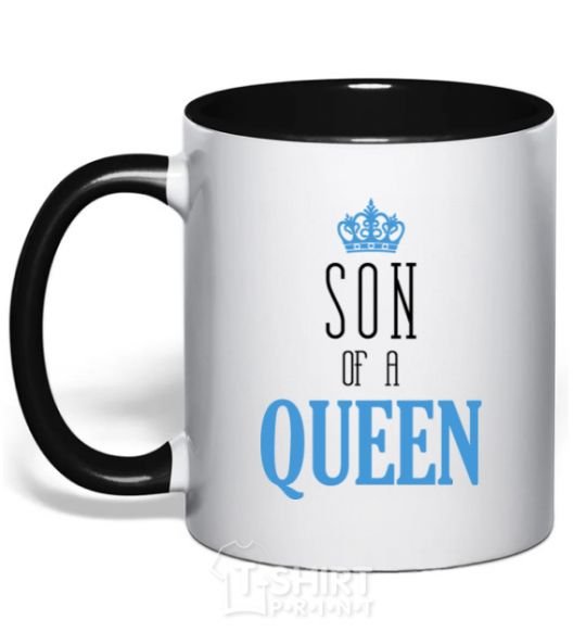 Mug with a colored handle Son of a queen black фото