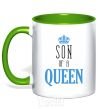 Mug with a colored handle Son of a queen kelly-green фото