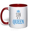 Mug with a colored handle Son of a queen red фото