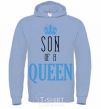 Men`s hoodie Son of a queen sky-blue фото