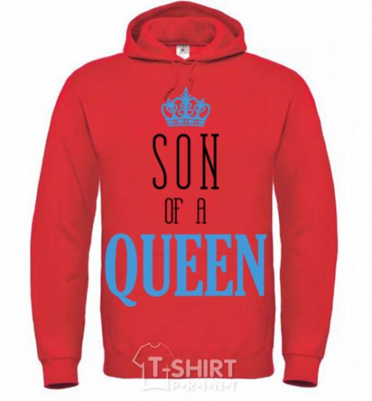 Men`s hoodie Son of a queen bright-red фото