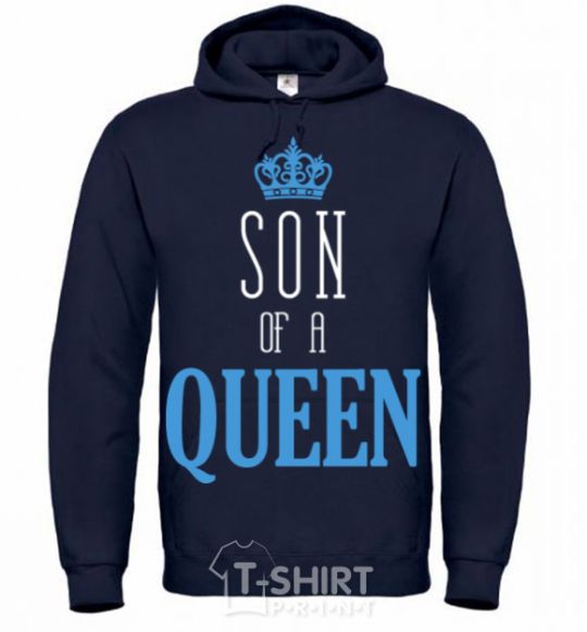 Men`s hoodie Son of a queen navy-blue фото