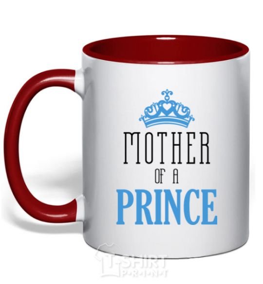 Mug with a colored handle Mother of a prince red фото