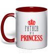 Mug with a colored handle Father of a princess red фото