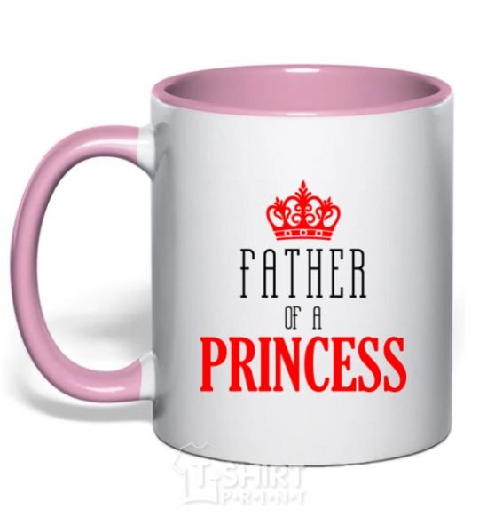 Mug with a colored handle Father of a princess light-pink фото