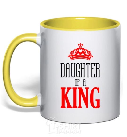 Mug with a colored handle Daughter of a king yellow фото