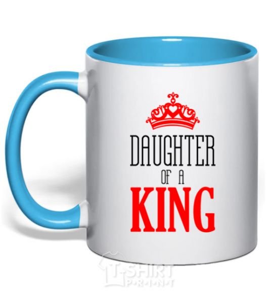 Mug with a colored handle Daughter of a king sky-blue фото