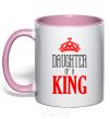 Mug with a colored handle Daughter of a king light-pink фото