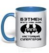 Mug with a colored handle Batman's just a mouse royal-blue фото