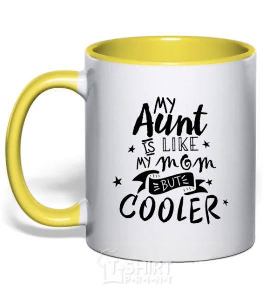 Mug with a colored handle My ant is like my mom but cooler yellow фото