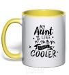 Mug with a colored handle My ant is like my mom but cooler yellow фото