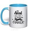 Mug with a colored handle My ant is like my mom but cooler sky-blue фото