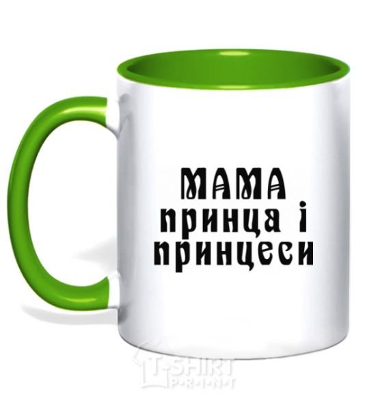 Mug with a colored handle Mom of the prince and princess kelly-green фото