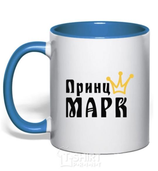 Mug with a colored handle Prince royal-blue фото