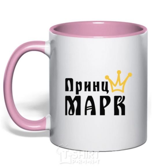 Mug with a colored handle Prince light-pink фото