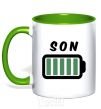 Mug with a colored handle Son kelly-green фото