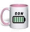 Mug with a colored handle Son light-pink фото