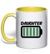 Mug with a colored handle Daughter V.1 yellow фото