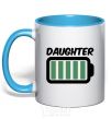 Mug with a colored handle Daughter V.1 sky-blue фото