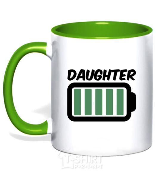 Mug with a colored handle Daughter V.1 kelly-green фото