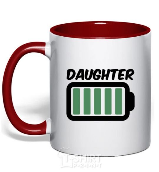 Mug with a colored handle Daughter V.1 red фото
