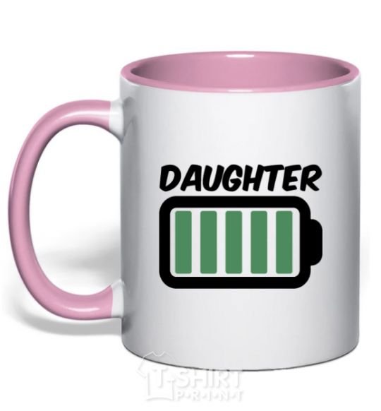 Mug with a colored handle Daughter V.1 light-pink фото