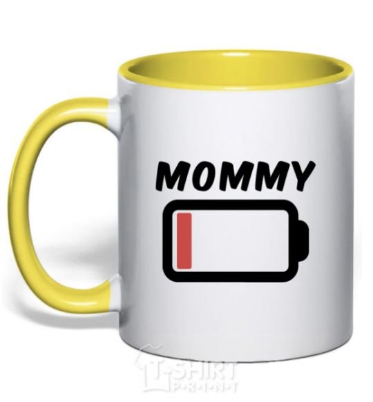 Mug with a colored handle Mommy yellow фото