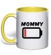 Mug with a colored handle Mommy yellow фото