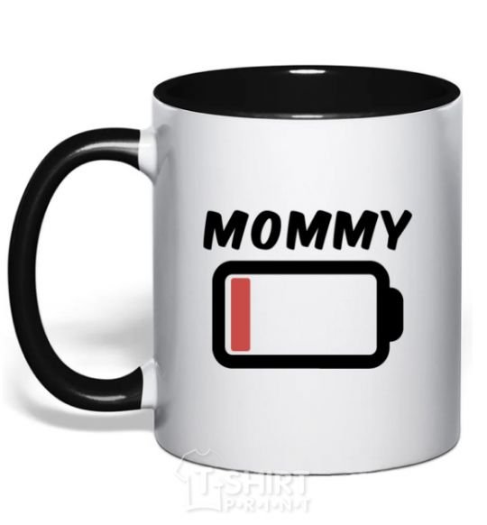 Mug with a colored handle Mommy black фото