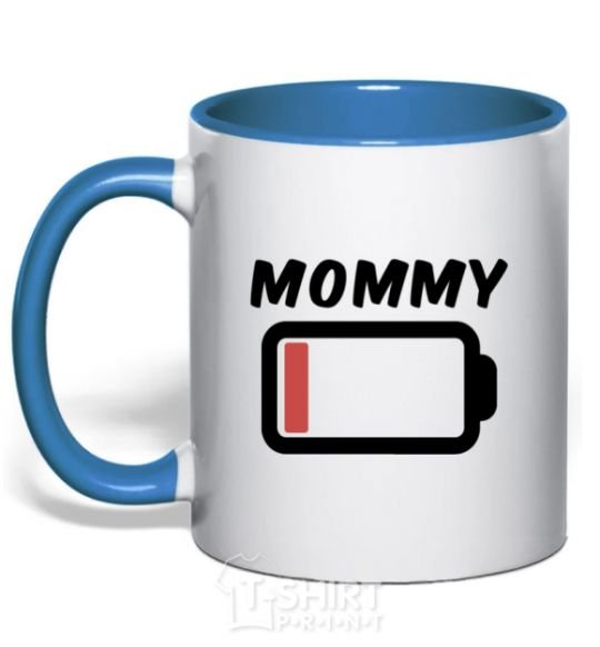 Mug with a colored handle Mommy royal-blue фото