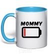 Mug with a colored handle Mommy sky-blue фото