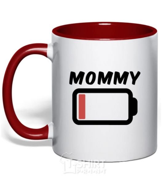 Mug with a colored handle Mommy red фото