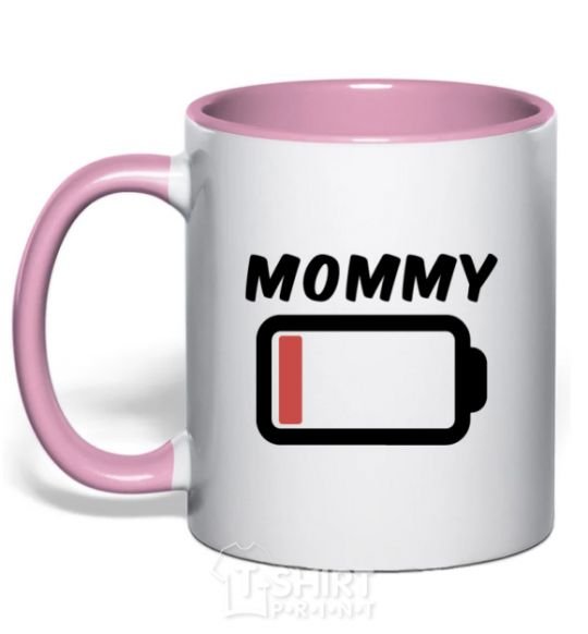 Mug with a colored handle Mommy light-pink фото