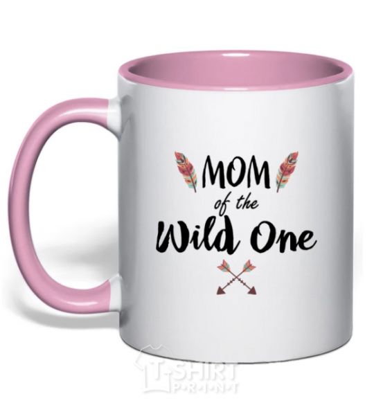 Чашка с цветной ручкой Mom of the wild one Нежно розовый фото