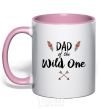 Mug with a colored handle Dad of the wild one light-pink фото