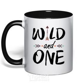 Mug with a colored handle Wild one black фото