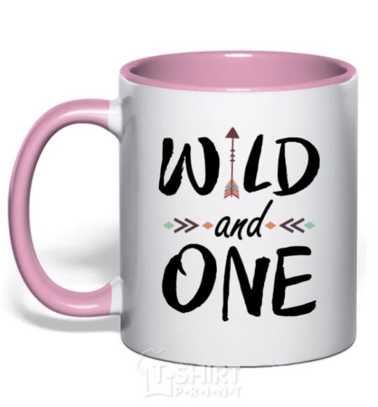 Чашка с цветной ручкой Wild one Нежно розовый фото