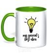 Mug with a colored handle My parents best idea kelly-green фото