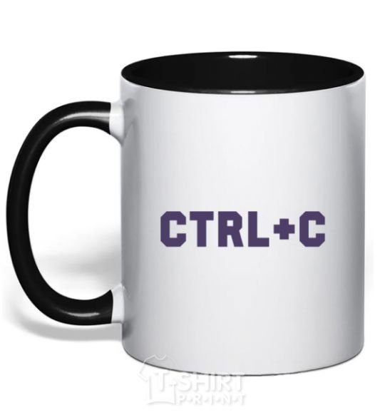 Mug with a colored handle Сtrl+C black фото